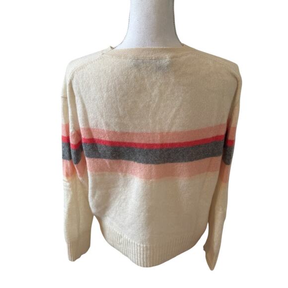 360 Cashmere Oversized Crewneck Sweater Off White Cashmere Pink Stripe S - Picture 6 of 8